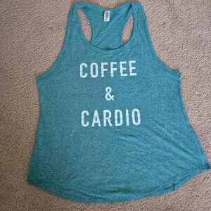 COFFEE & CARDIO graphic racerback tank